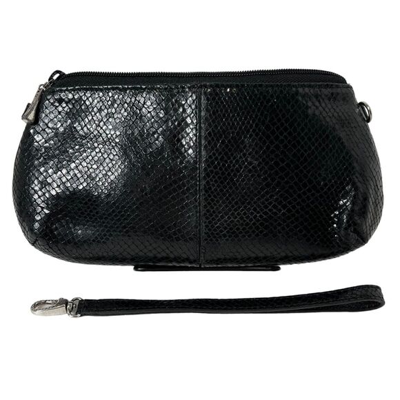 Brighton Women's Crossbody Wristlet Secret Of Life Black Leather Snake Python GC - Picture 5 of 12